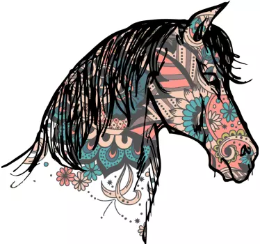 Horse head in ethnic style animal wall decal - TenStickers