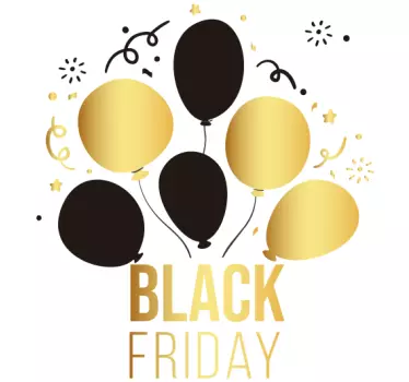 Golden and black balloons stickers black friday - TenStickers