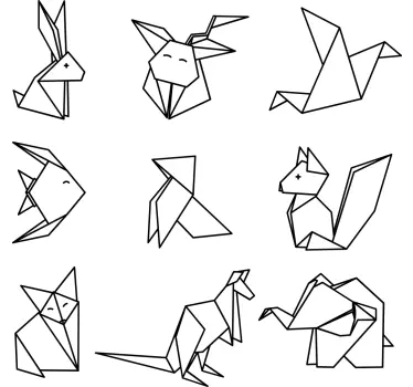 Set of animals origami style wild animal sticker - TenStickers