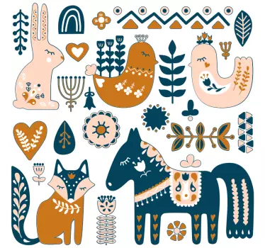 Forest animals nordic style baby wall sticker - TenStickers
