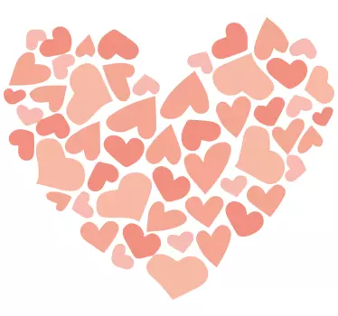 Pink heart made of hearts wall decor - TenStickers