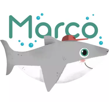 Baby shark with name Kids Bedroom Wall Sticker - TenStickers