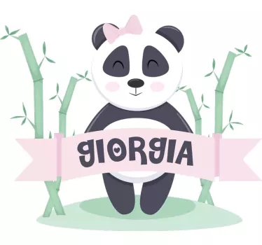 Baby panda girl with name Kids Bedroom Wall Sticker - TenStickers