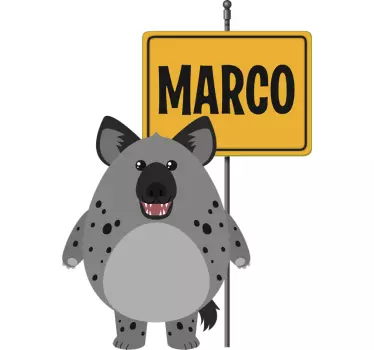 Wild animal hyena with name Kids Bedroom Wall decal - TenStickers