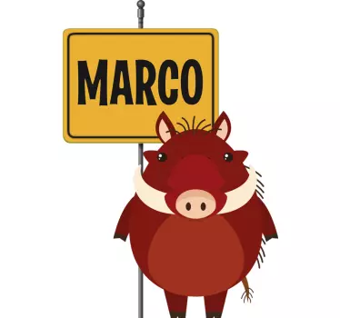 Wild animal wartog with name Kids Bedroom Wall Sticker - TenStickers