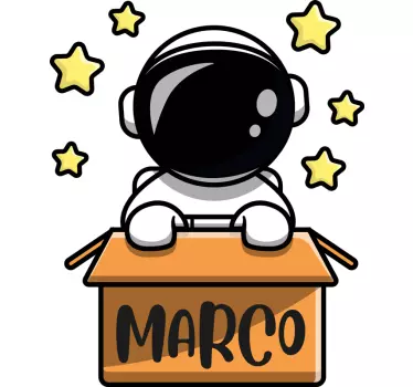 Cute astronaut box cartoon  Kids Bedroom Wall Sticker - TenStickers