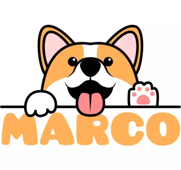 Cute corgi dog paw with name Kids Bedroom Wall Sticker - TenStickers