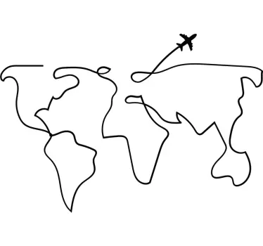 Plane world map wall sticker - TenStickers