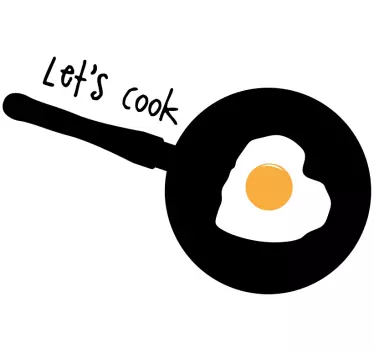 Let's cook with fried egg kitchen stickers - TenStickers