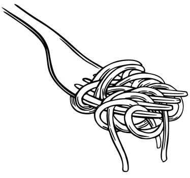 spaghetti fork engraving style kitchen decal - TenStickers
