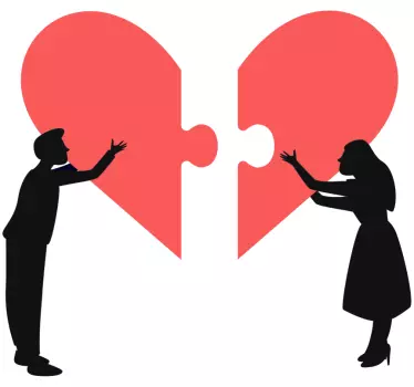 Couple joining heart love wall decal - TenStickers