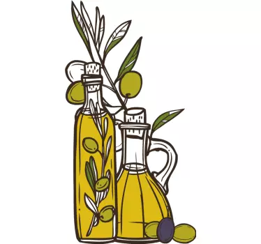 Olive oil sketch food wall sticker - TenStickers