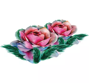 Watercolor roses flower wall decal - TenStickers