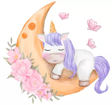 Unicorn with butterfly cinema decal - TenStickers