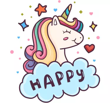 Head of a unicorn in the cloud cinema sticker - TenStickers