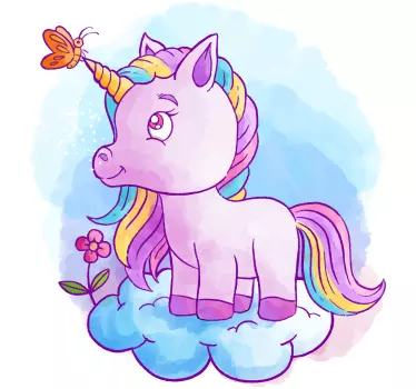 Unicorn with butterfly and rainbow cinema sticker - TenStickers