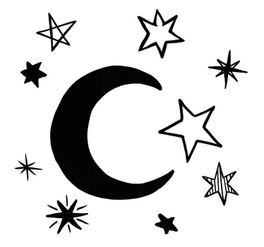 Pack 9 stars with moon space sticker - TenStickers