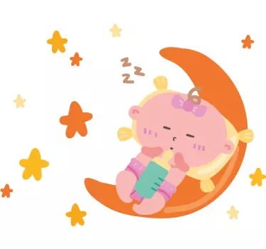 Pack of 11 stars with baby sleeping space sticker - TenStickers