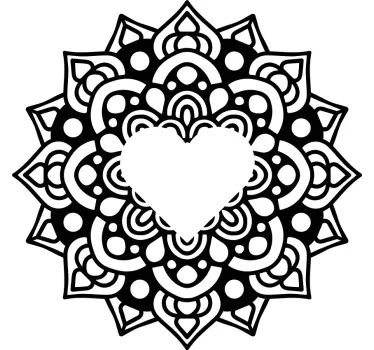 Mandala with heart-shaped frame floral wall decal - TenStickers