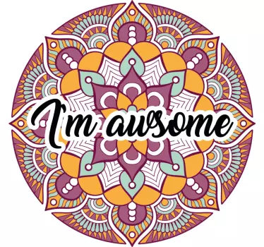 Feather mandala I am awesome floral wall decal - TenStickers