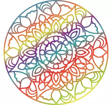 Colorful rainbow mandala floral wall decal - TenStickers