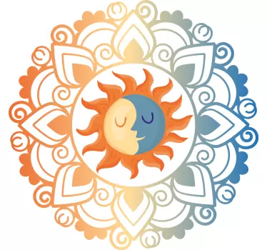 Sun and moon mandala floral wall decal - TenStickers