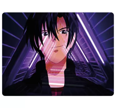Black haired anime boy laptop stickers - TenStickers