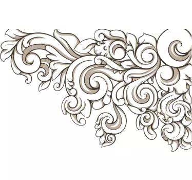 Growing Baroque Floral Corner Wall Sticker - TenStickers