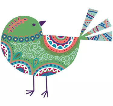 Bird shape Slovak folk  floral wall decal - TenStickers