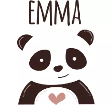 Happy panda with name baby wall sticker - TenStickers