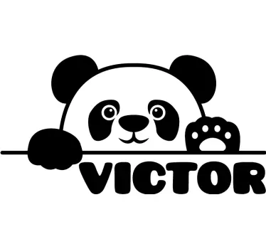 Peered baby panda with name baby wall sticker - TenStickers