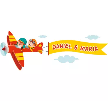 Happy kid flying name illustration wall art - TenStickers