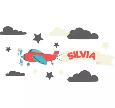 Planes with name and stars illustration wall art decal - TenStickers