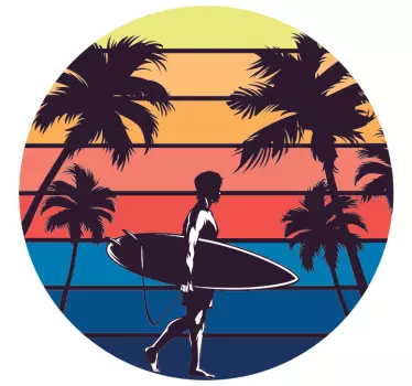 Hawaii surfing retro wall stickers - TenStickers