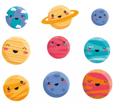 Cute planets space decal - TenStickers