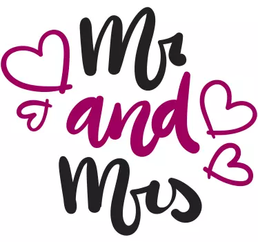Mr and Mrs Husband and wife wedding bridal stickers - TenStickers