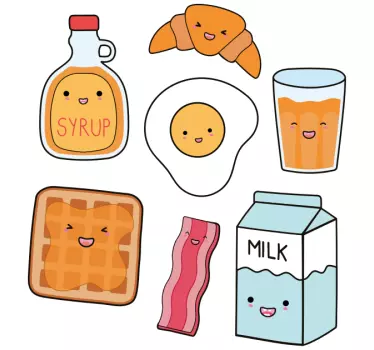 Cute Breakfast Items cuisine wall sticker - TenStickers