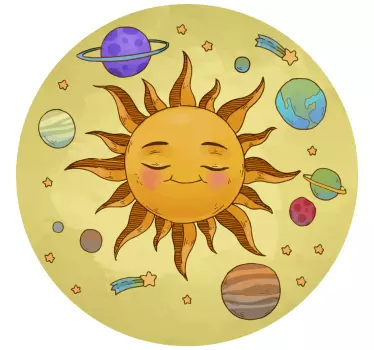 Solar System surrounding sun vintage travel decal - TenStickers