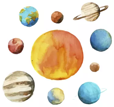 Celestial Planets Arrangement space wall sticker - TenStickers