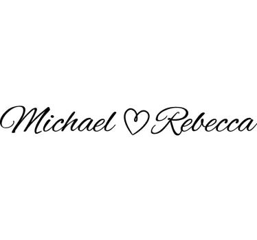 Personalised husband and wife hearts bridal stickers - TenStickers