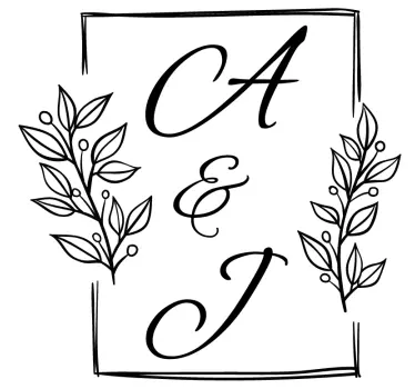 Husband and Wife personalised initals bridal stickers - TenStickers