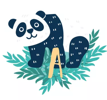 Panda climbing leafy base wall sticker - TenStickers