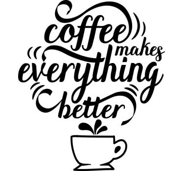 quote coffee with sketch cafe text wall decal - TenStickers