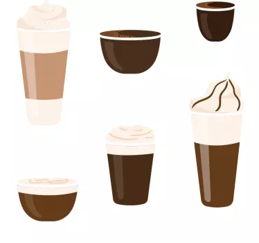 Coffee Beverage Illustrations cuisine wall sticker - TenStickers