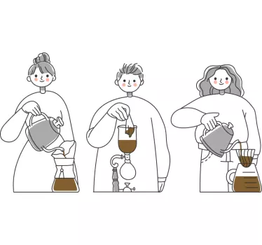 Coffee Brewing Illustrations restaurant sticker - TenStickers