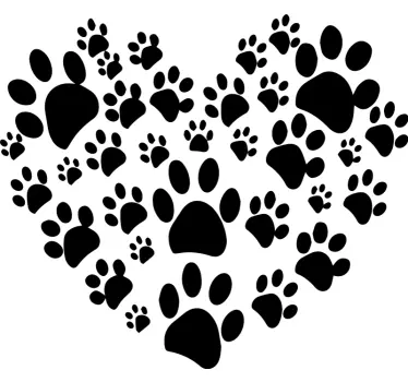 Paw Print Love Heart dog decal - TenStickers