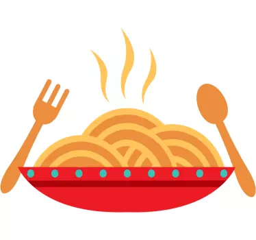 Pasta with fork cuisine wall sticker - TenStickers