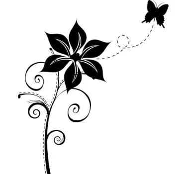 Butterfly Flower Decal - TenStickers