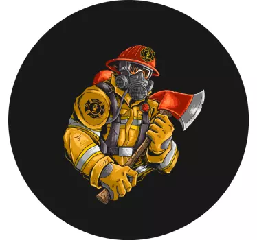 Firefighter Holding Axe object sticker - TenStickers