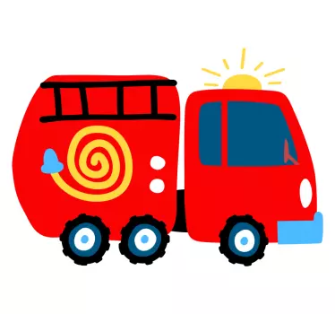 firefighter car red kids bedroom Wall Sticker - TenStickers